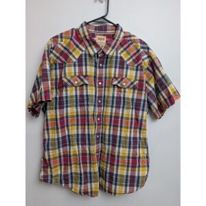 C8 Levis Shirt Mens XXL Standard Fit Plaid Pearl Snap  Western Cowboy